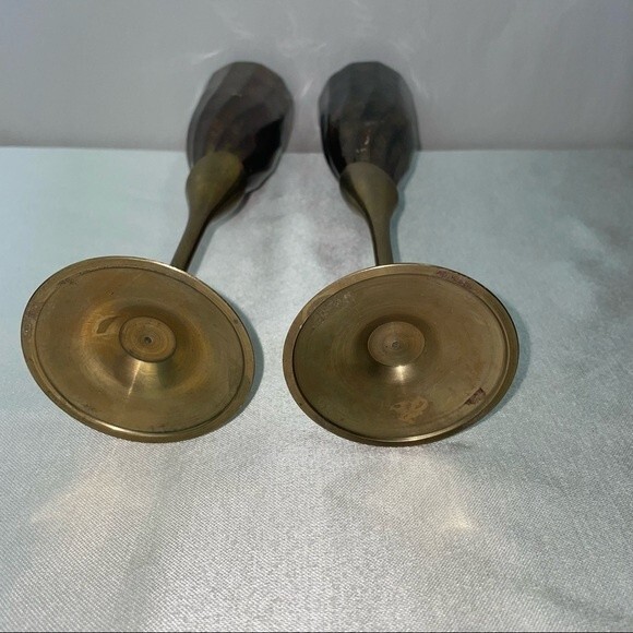 Vintage Brass Champagne Flutes MCM Twisted Goblets Toasting Glasses 2 - Picture 4 of 6